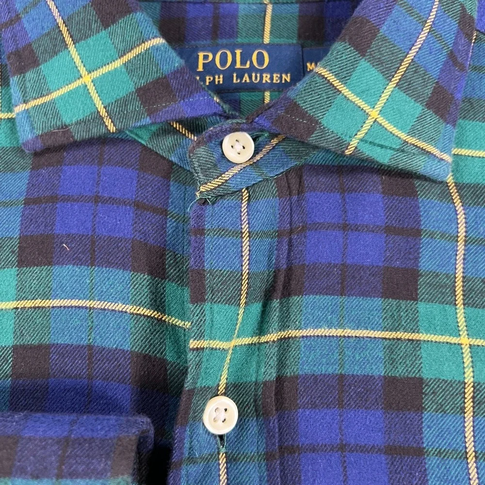Polo Ralph Lauren Shirt Mens Blackwatch Plaid Long Sleeve Button Up Casual